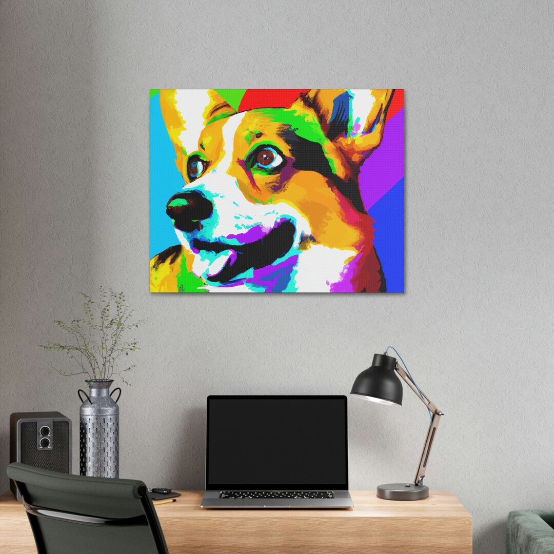 Minimalist Corgi Pop Art Portrait Canvas Print - Etsy