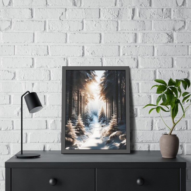 Winter Forest Wall Art Winter Artwork Framed Paper Posters 2 Etsy