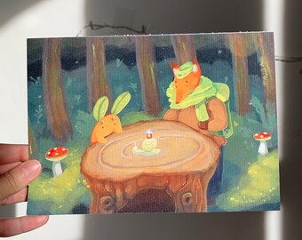 Postcard | 20,8*14cm | Cute Cozy Print | illustration- Forest Treasures with Mr. Fox And Albert