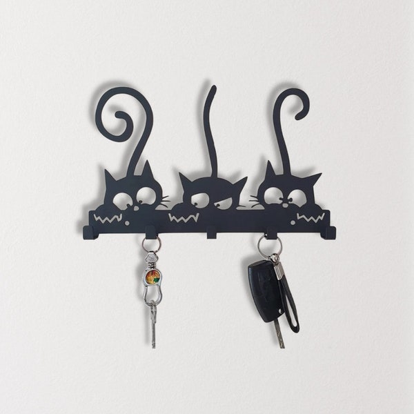 Porte-clés chat en métal, porte-clés décoratif, porte-manteau animal, porte-serviettes, porte-manteaux d'entrée, cintre porte-clés en métal, porte-clés chat