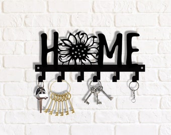 Metalen sleutelrek voor thuis, schattige organisator voor in de hal, bloemen metalen wandhaak, decoratieve wandsleutelhouder, metalen kapstok, metalen sleutelhanger