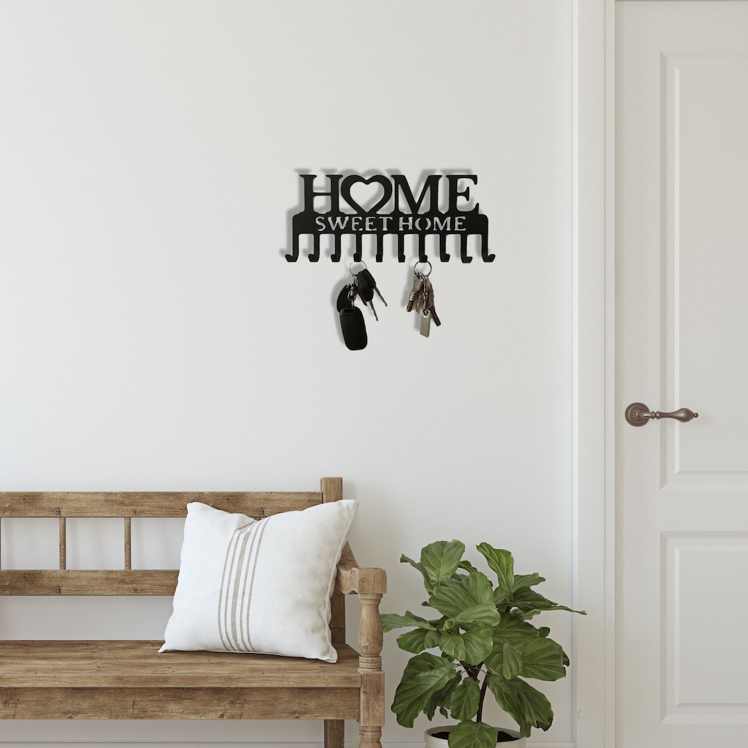 Home Sweet Home Metal Key Rack, Metal Wall Hook, Decorative Wall Key