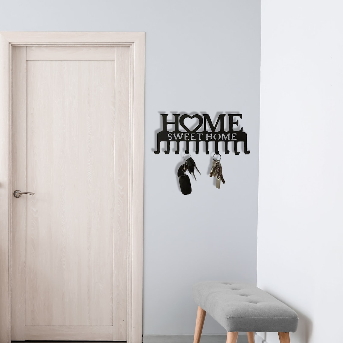 Home Sweet Home Metal Key Rack, Metal Wall Hook, Decorative Wall Key