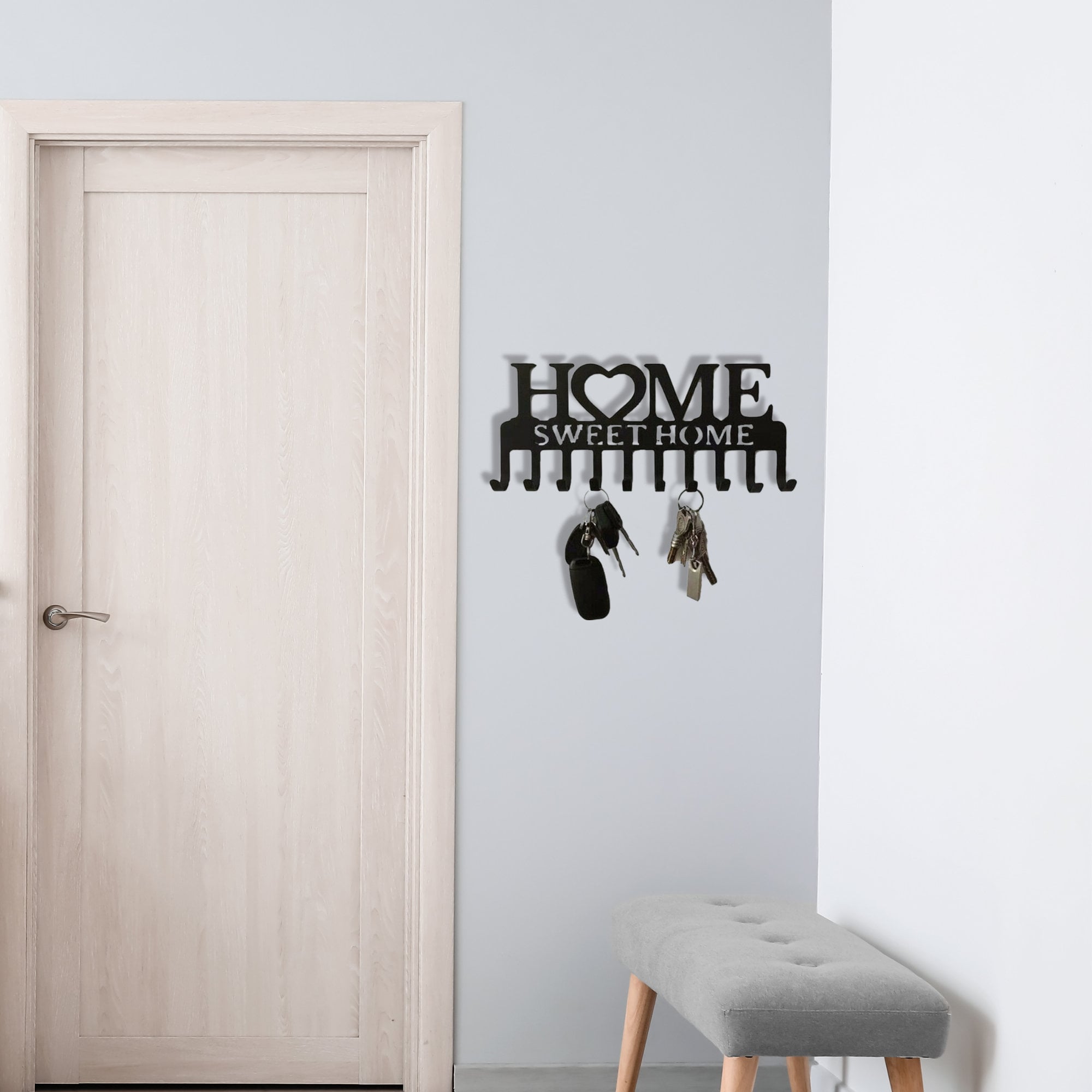 Home Sweet Home Metal Key Rack, Metal Wall Hook, Decorative Wall Key