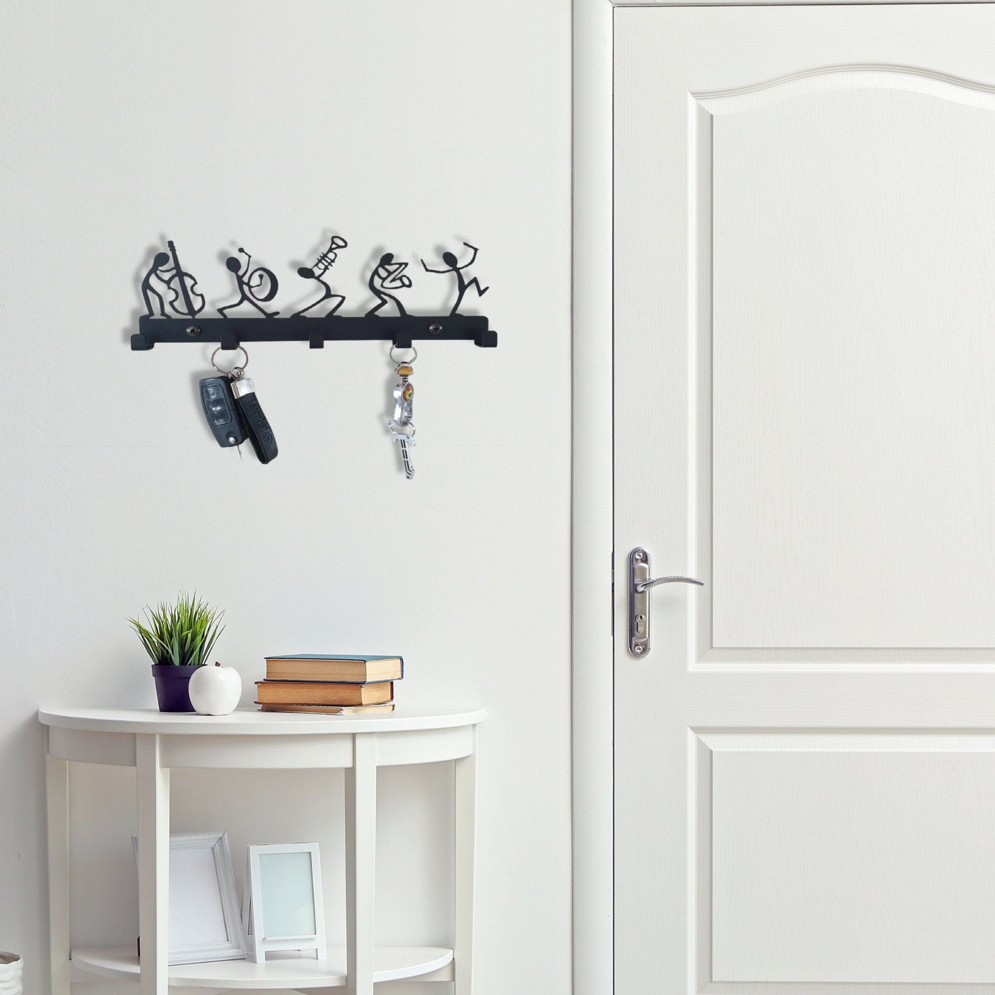 Metal Key Rack, Dancing Figures Wall Hook, Decorative Key Holder, Metal