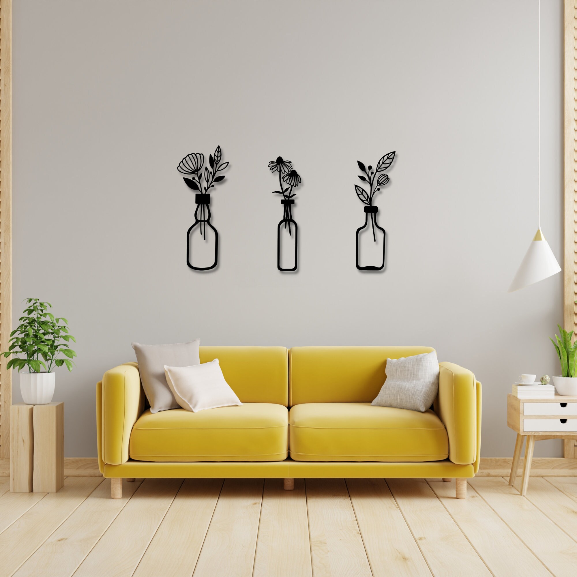 Flower in Vase Metal Wall Art Modern Flower Wall Art 3 Etsy