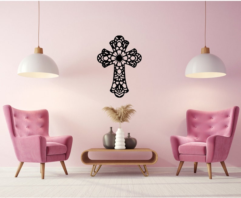 Floral Cross Metal Wall Art Religious Home Decoration Cross Etsy