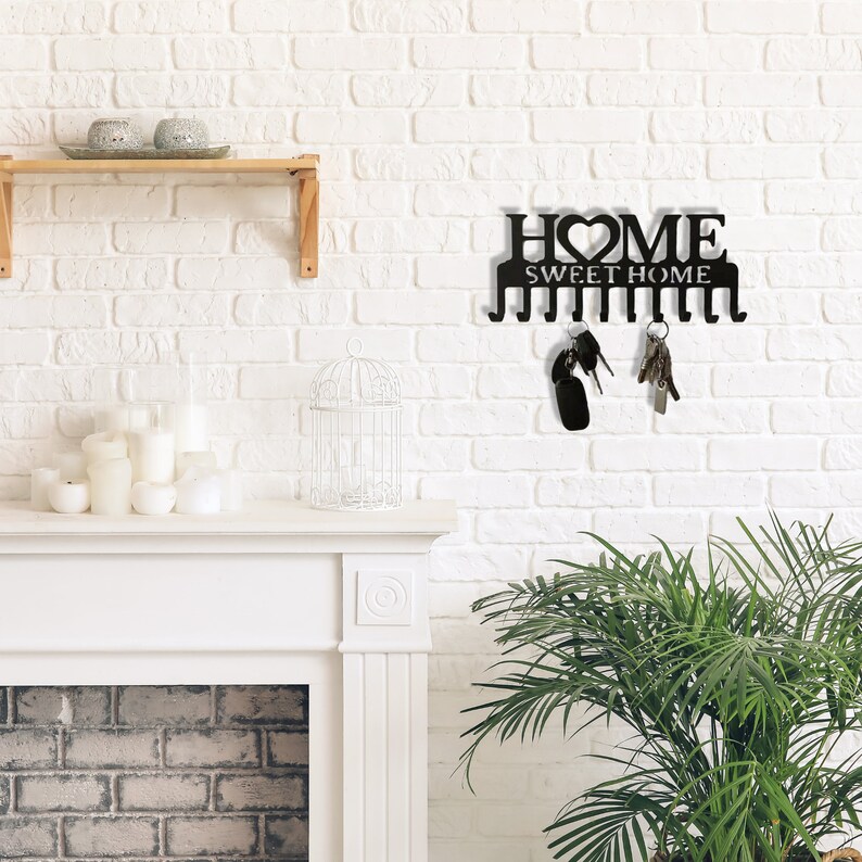 Home Sweet Home Metal Key Rack, Metal Wall Hook, Decorative Wall Key