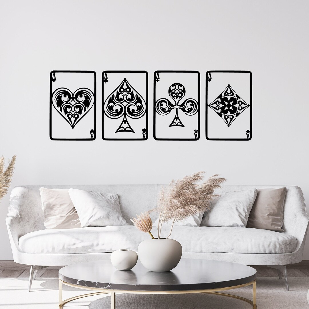 Set of 4 Game Cards Metal Wall Art Playing Cards Set Wall Etsy