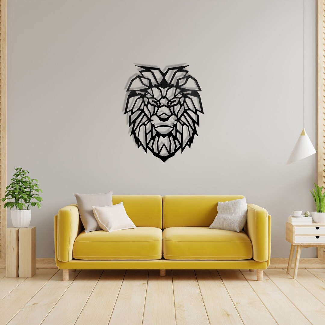 Lion Metal Wall Art Large Animal Wall Art Geometric Lion Etsy