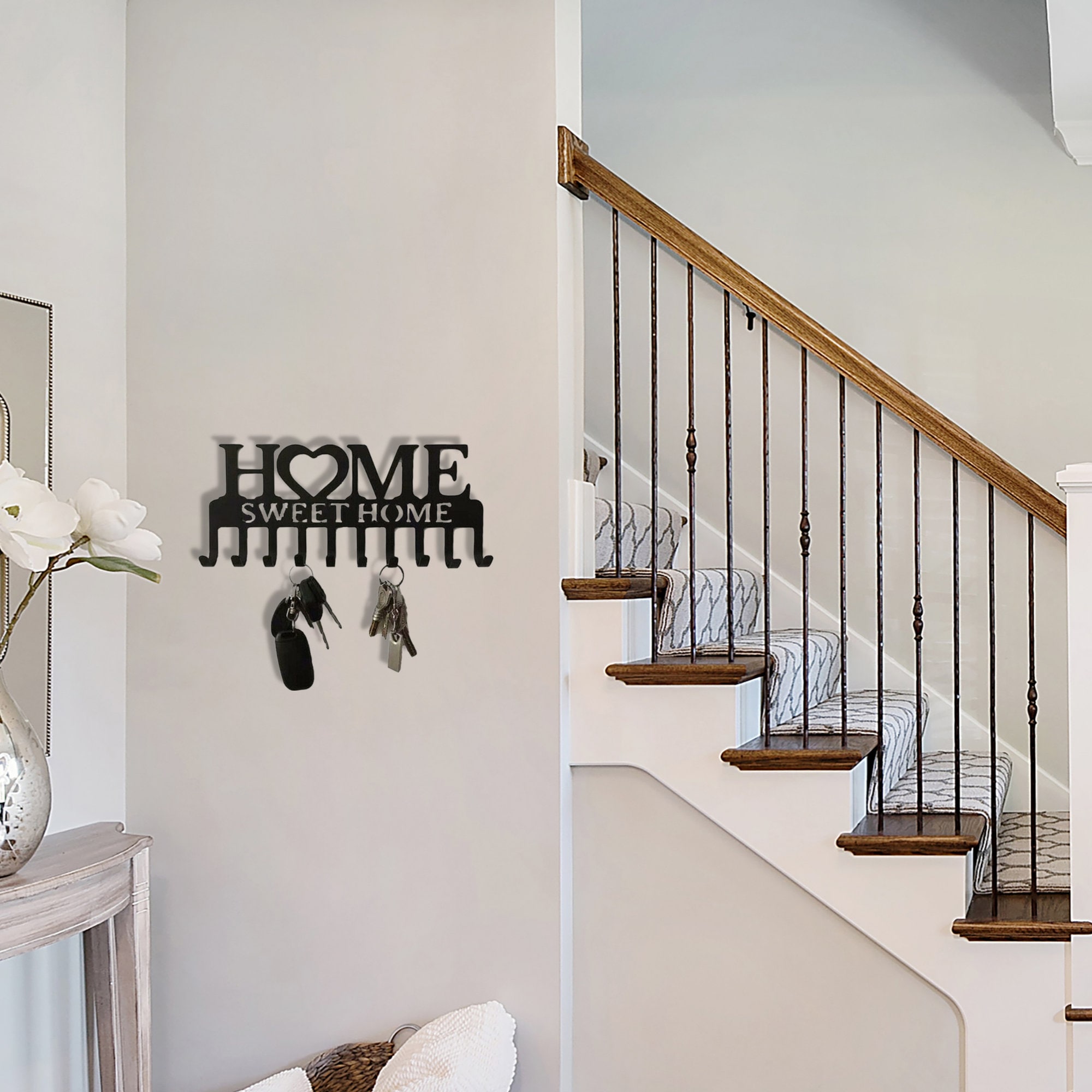 Home Sweet Home Metal Key Rack, Metal Wall Hook, Decorative Wall Key