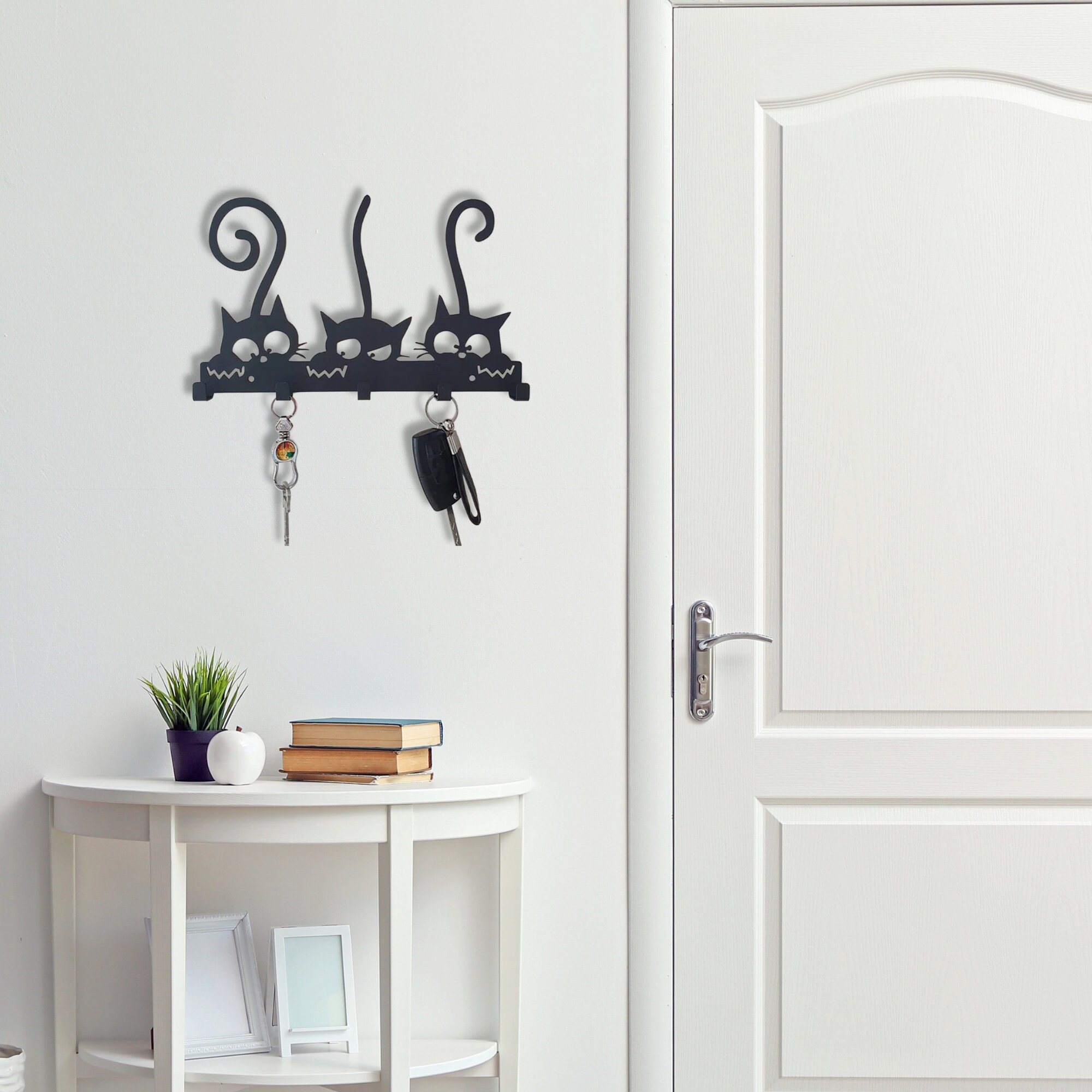 Metal Cat Key Rack Decorative Key Holder Animal Coat Rack Etsy