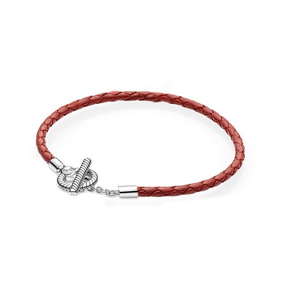 Pandora Moments Red Woven Leather Bracelet