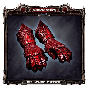 Fantasy Gauntlet PDF Pattern, Leather Gauntlets, Leather Armor Men&#39;s Gloves, Leather Armor Pattern, Warrior Gauntlet Tutorial
