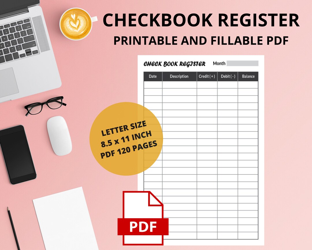 Printable and Fillable Checkbook Register Transaction - Etsy
