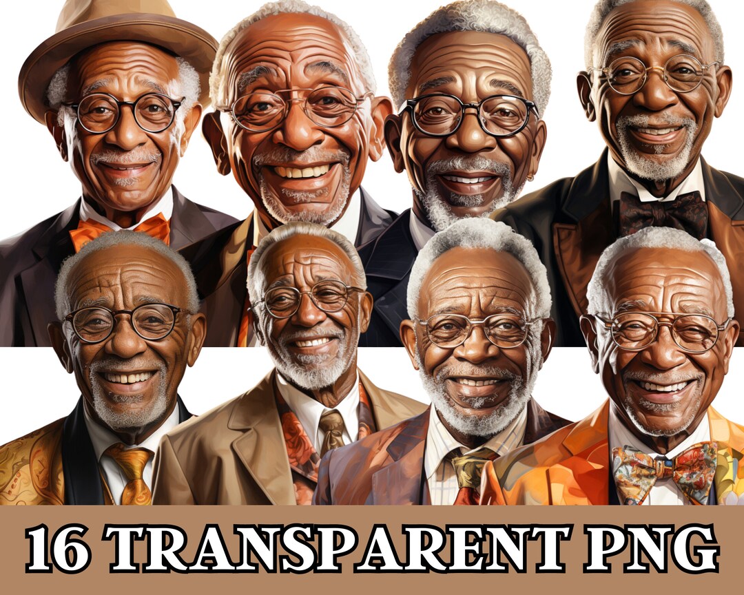16 Black Grandpa Clipart Transparent PNG African American - Etsy