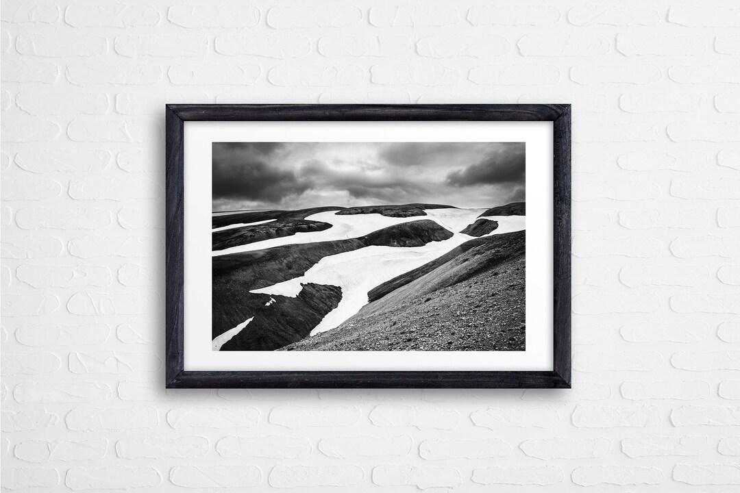 Iceland - Black and White Snowy Mountains Print. Printable Landscape ...