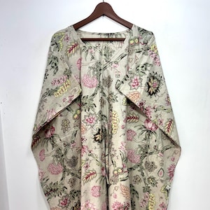 Indian Cotton Dress, Floral Print Cotton Kaftan, Summer Lightweight Kaftan, Sleepwear Maxi Gown, Bohemian Beachwear Kaftan, Bridesmaid Gifts