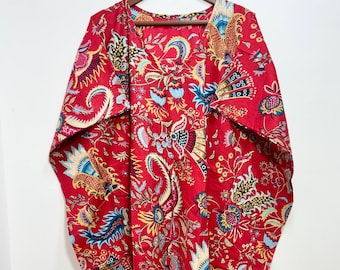 Handmade Floral Print Cotton Kaftan, Comfy Nightwear Dress, Maxi Dressing Gown, Beach Cover up kaftan, Gift for to be mom, Resort Wear Dress