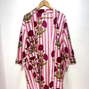 Beautiful Cotton Kimono Robe, Handmade Floral Printed Kimono, Summer Dressing Gown, Boho Bathrobe, Long Party Wear Dress, Bridesmaid Robe