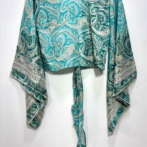 Tie and Dye Silk Crop Top | Indian Silk Tie Dye Top | Bell Sleeves Top | Front Tie Top | Silk Crop Top | Boho Hippie Crepe Beach Crop Top. Bell Sleeve Plus Size Tie Top, Bohemian Wrap Top, 3 Way Tie Hippie Boho Blouse, Flare Sleeves, Paisley Print, 70s Top, Silk Retro Top.