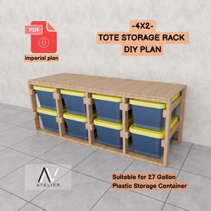 DIY 4x2 Tote Storage Rack Plan for 27-Gallon Totes (Digital Download)
