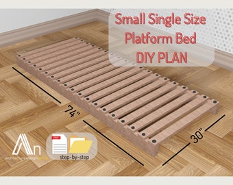 Small Single Size Platform Bed Build Plan I Kid Bed Plan I Woodworking Plans I Minimalist Wooden Bed I Easy DIY Plan I Imperial Units I pdf