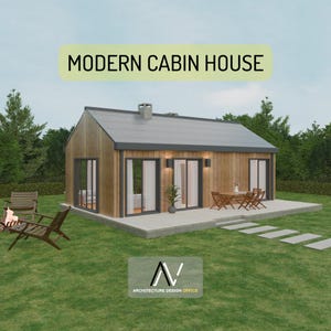 20' x 40' Modern Cabin House Blueprint I Barnhouse Cabin Plan I 800 Sq Ft I Tiny House I 2 Bedroom 1 Bath I PDF