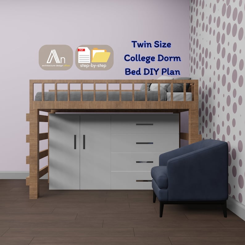 Twin Size College Dorm Bed Build Plan Dorm Bed DIY Plan Etsy