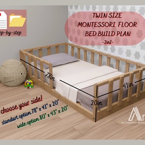 Twin Size Montessori Floor Bed Build Plan I DIY Wooden Floor Bed Plan I Toddler Floor Bed Plan I Woodworking Plans I Imperial Units I pdf