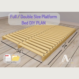 Full Size Platform Bed DIY Plan: Minimalist Wood Bed (PDF)