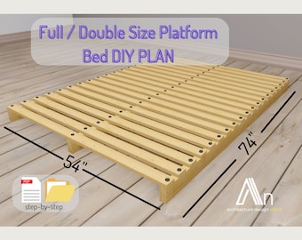 Full Size Platform Bed Build Plan I Double Size Bed Plan I Woodworking Plans I Minimalist Wooden Bed I Easy DIY Plan I Wood Bed I pdf