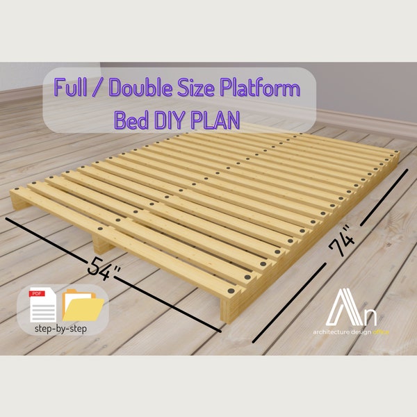 Full Size Platform Bed Build Plan I Double Size Bed Plan I Woodworking Plans I Minimalist Wooden Bed I Easy DIY Plan I Wood Bed I pdf