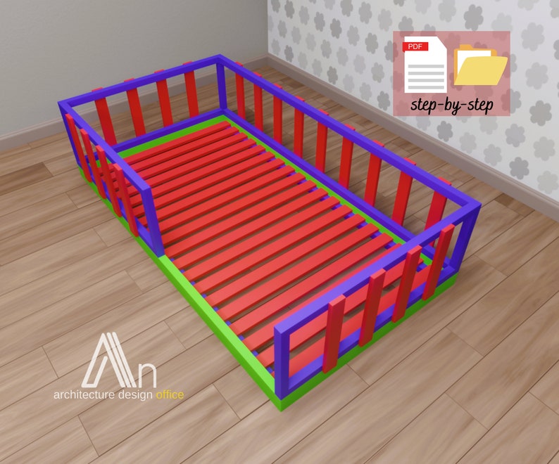 Twin Size Montessori Floor Bed Build Plan I DIY Wooden Floor Bed Plan I