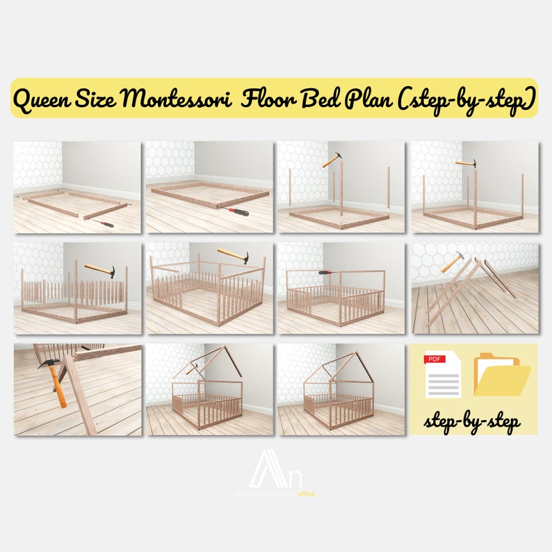 Queen Size Montessori Floor Bed Build Plan I DIY Wooden Bed Plan I
