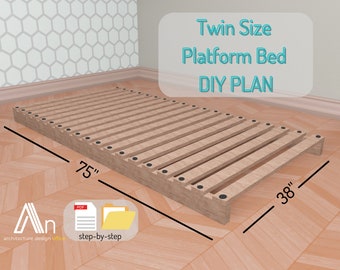 Twin Size Platform Bed Build Plan I Kid Bed Plan I Woodworking Plans I Minimalist Wooden Bed I Easy DIY Plan I Imperial Units I pdf