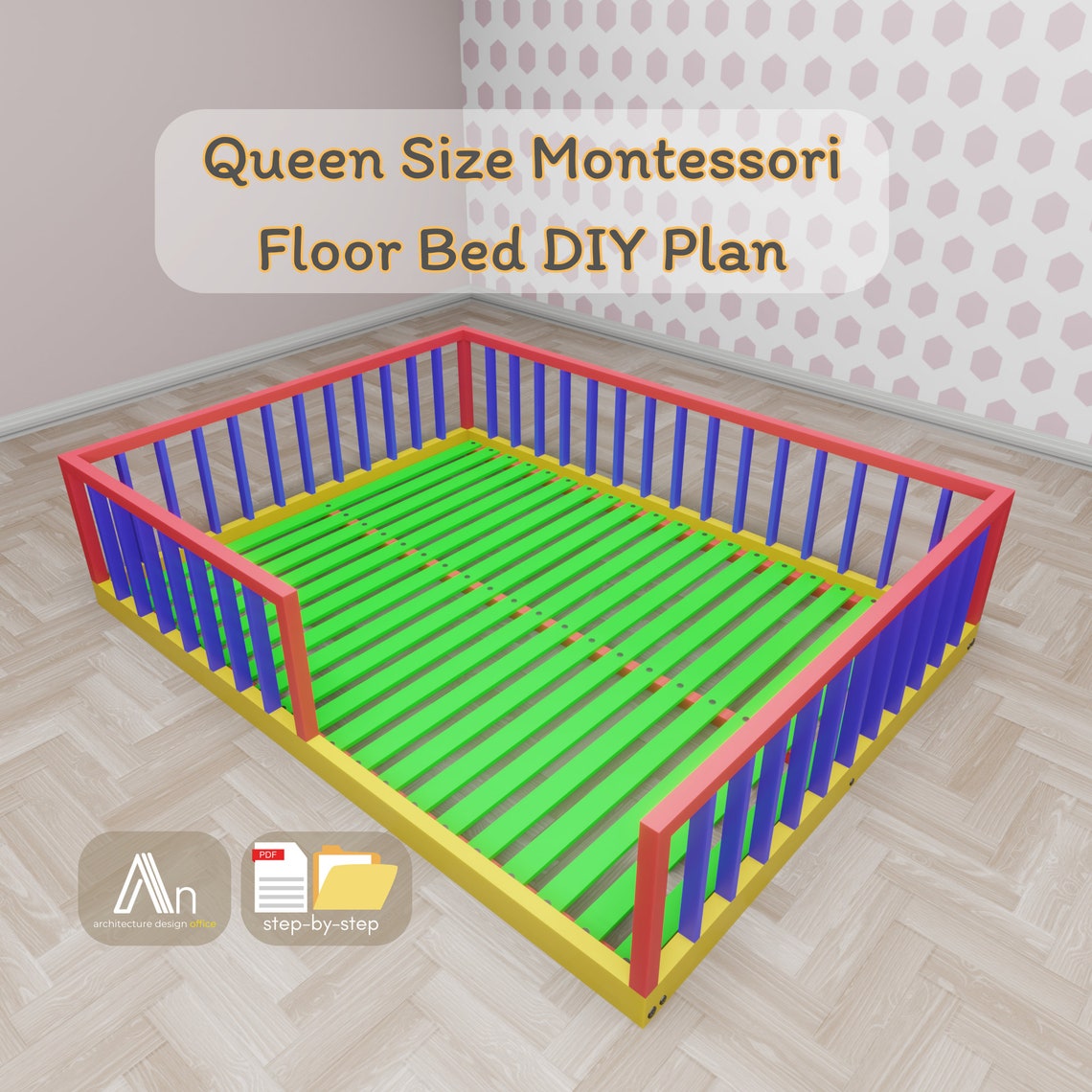Queen Montessori Floor Bed Build Plan I Queen DIY Wooden Etsy