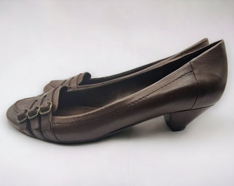 Vintage 1980's Nine West Womens Shoes Real Leather Brown Size 6.5