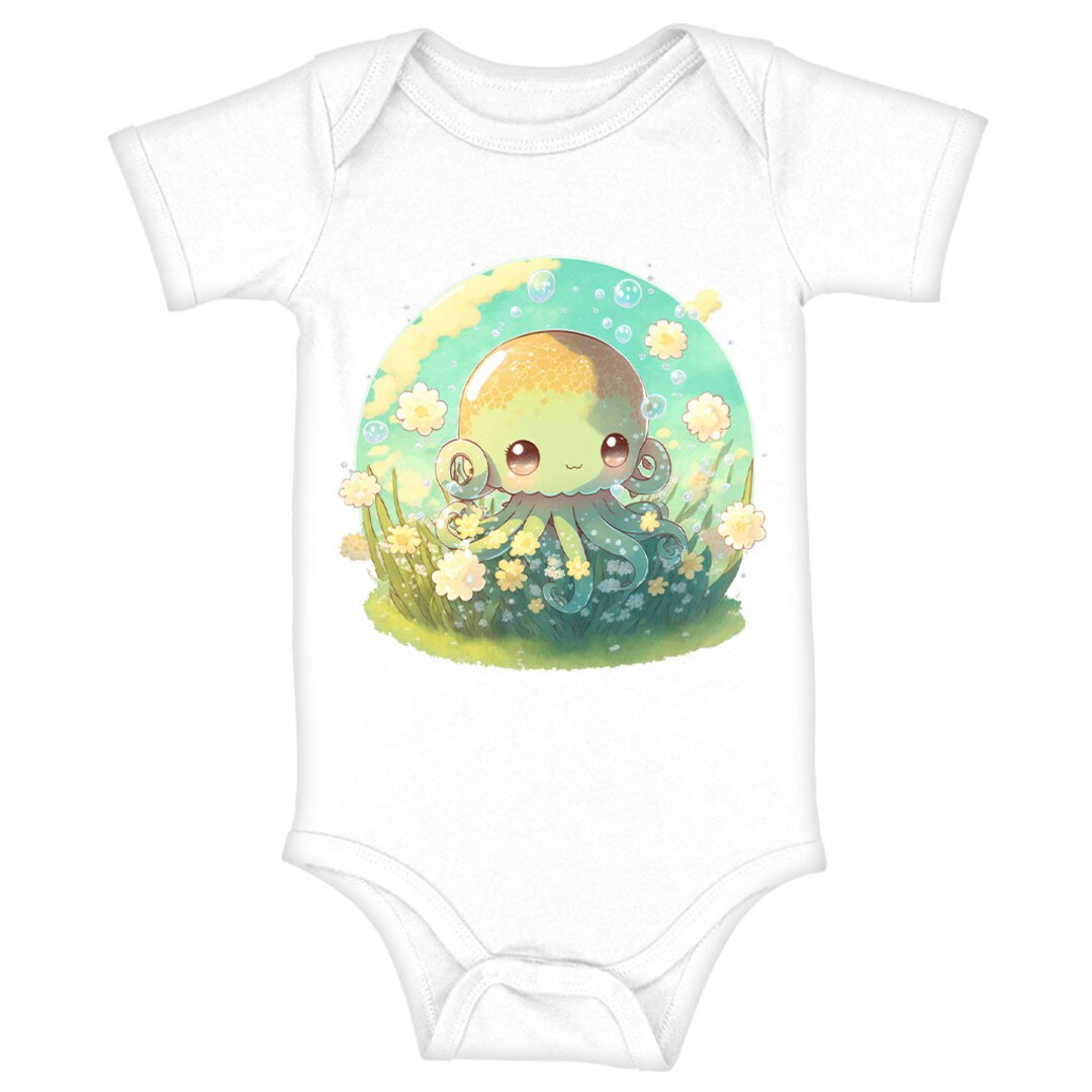 Baby Octopus Baby Jersey Onesie Graphic Baby Onesie Flower Etsy