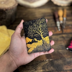 Carteira de couro feita à mão com bolso frontal, carteira fina para padrinhos, carteira para cartão de crédito e identidade, carteira de couro personalizada, presente para o dia dos pais gravado