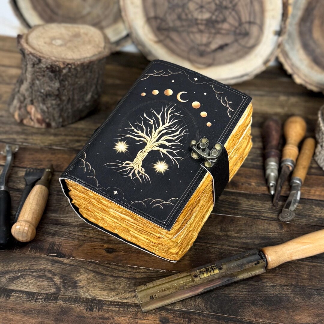 400 Page Large Tree of Life Leather Journal, Grimoire Journal, Blank ...