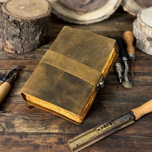 Vintage Leather Journal: Handmade Spell Book with Deckle Edge Paper