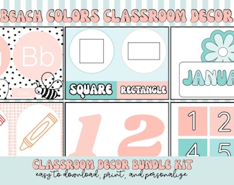 Colores de playa, kit de decoración para el aula