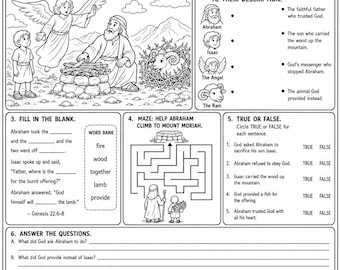 Abraham and Isaac Activity Worksheet | Bible Printable for Kids | Genesis 22