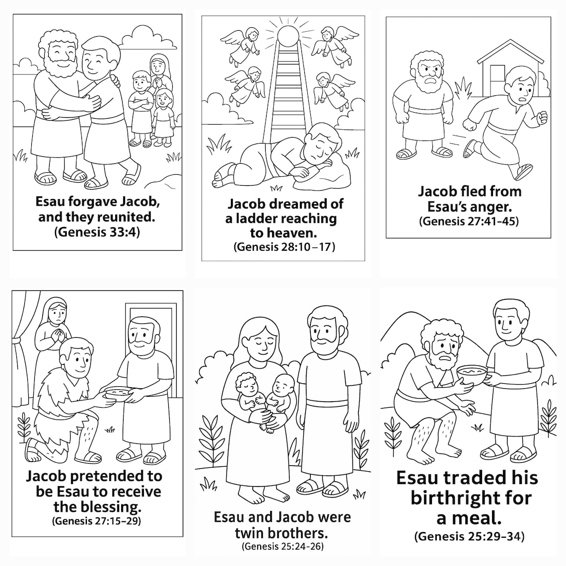 Esau and Jacob Book: Bible Coloring Book - Etsy