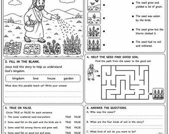 Parable of the Sower Kids Worksheet | Bible Activity Sheet | Sunday School Homeschool Printable Digital Download