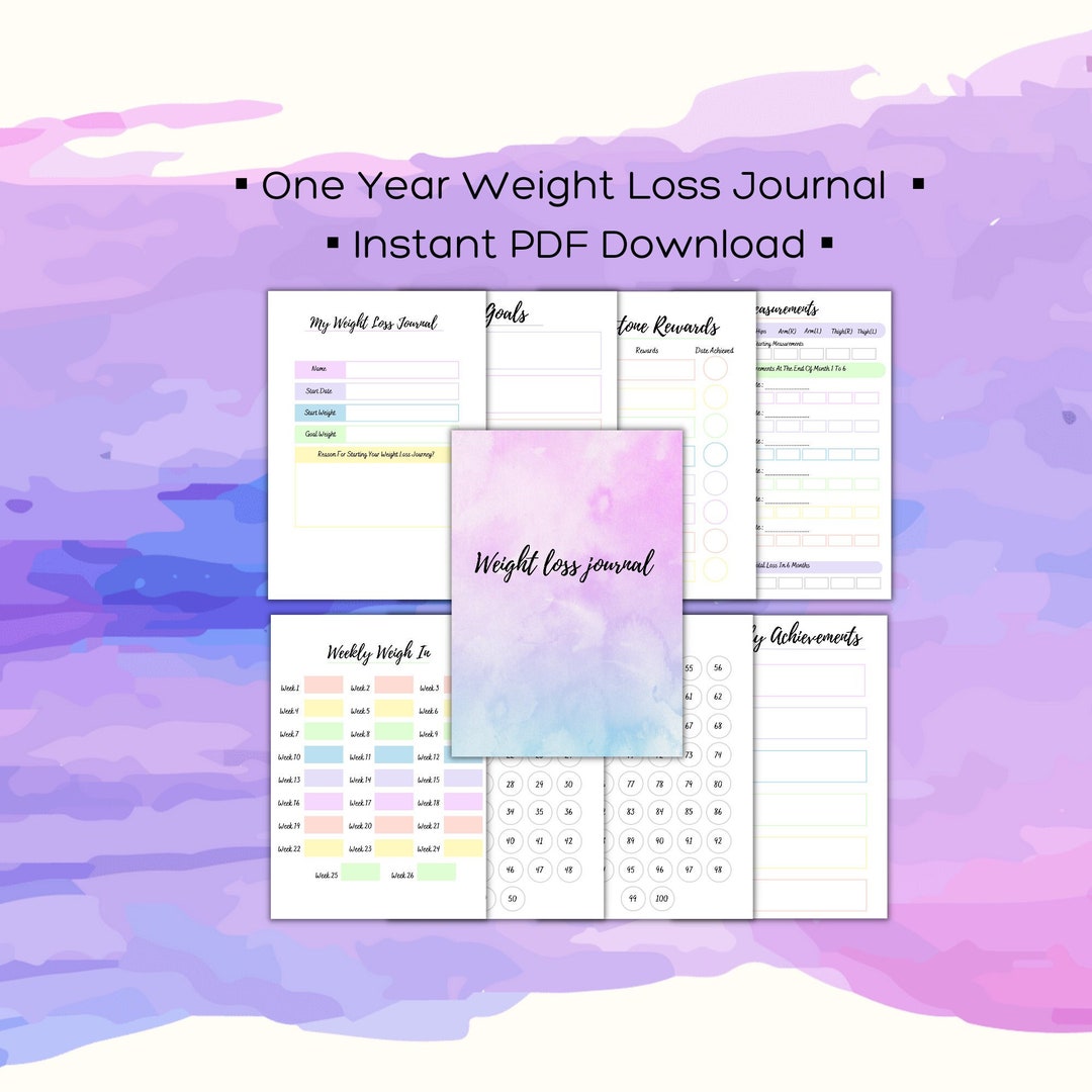 Weight Loss Journal, Digital Weight Loss Journal, Weight Tracker, Pounds Loss, Body Measurements