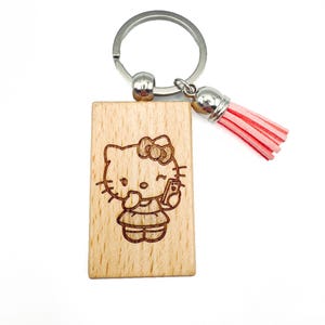 Portachiavi incisione laser Hello Kitty - cartone | Laser-engraved key ring Hello Kitty - cartoon