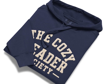 The Cozy Reader Society Hoodie | Book Lover Sweatshirt | Cozy Reading Hoodie | Library Gift | Bookworm Hoodie | Cable Knit Style