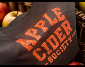 Apple Cider Society Organic Cotton Tote, Oversized Fall Book Bag, Farmers Market Accessory